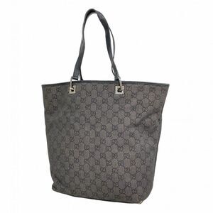 Gucci Tote Bag 31243 Denim Black Silver Hardware Women's